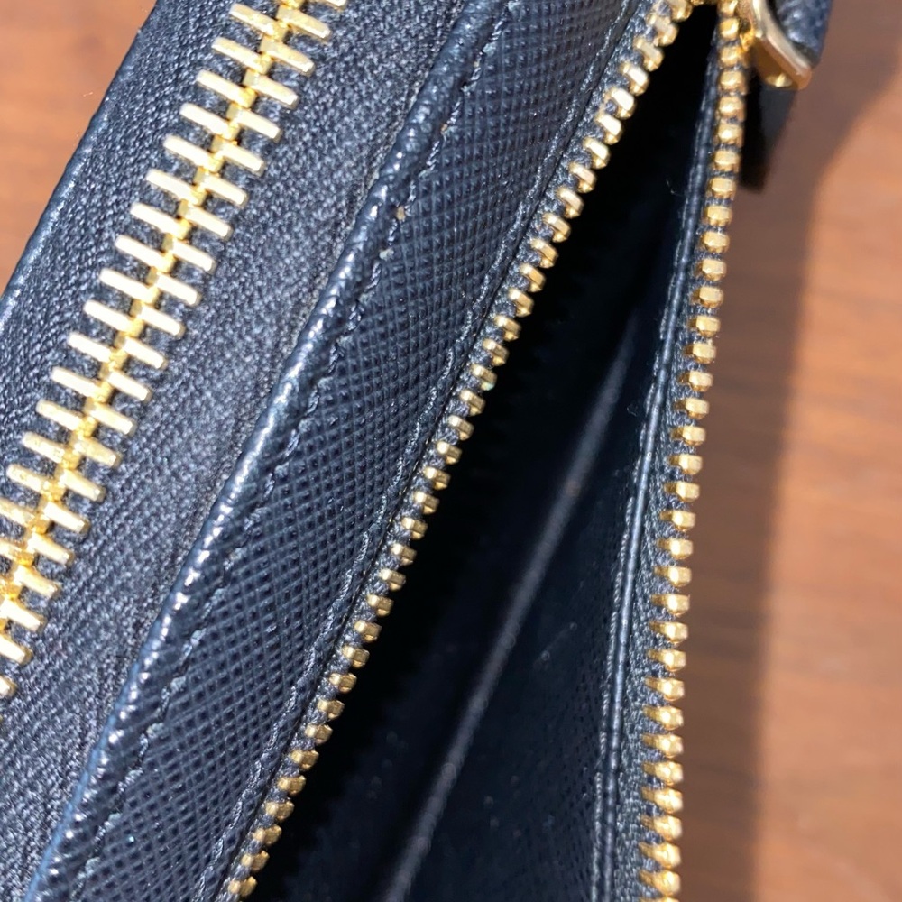 Prada Zip-Around Saffiano Leather Wallet Portafoglio Lampo (Black/Gold) - Picture 7 of 13